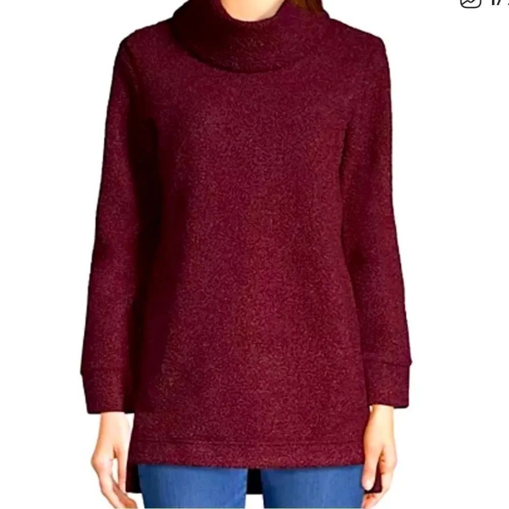 LANDS’ END Cabernet Boucle Cowl Neck Sweater-2X